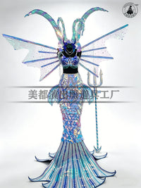 Iridescent Mermaid Sequin Party Costume Set for Stage Performance