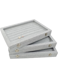 Velvet Jewelry Storage Box for Rings Necklaces Pendants Bracelets Watches Earrings, Large Capacity Dustproof Display Case
