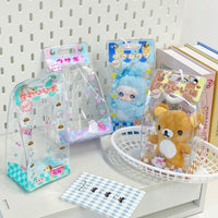 Japanese Plaid Milk Carton Doll Bag DIY Dustproof Storage Display Case for 10cm Cotton Dolls