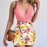 Women's Floral Print Skirt Set with Bodysuit