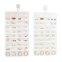 Wall-Mounted Jewelry Organizer with Transparent Pockets for Earrings and Necklaces