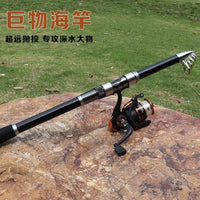 Carbon Fiber Telescopic Fishing Rod with Metal Spinning Reel Combo for Saltwater and Freshwater