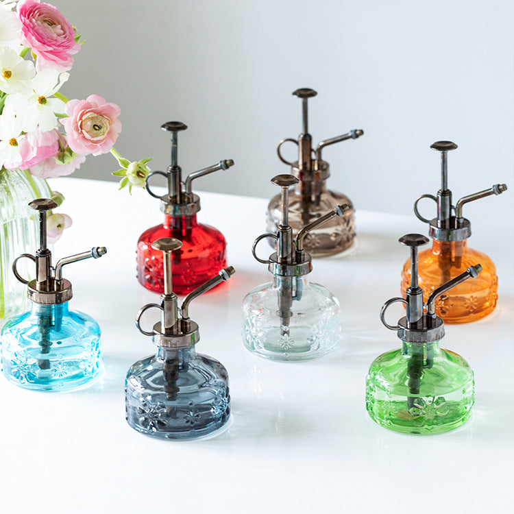 Vintage Mini Glass Plant Mister with Pump for Indoor Gardening and Potted Plants