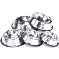 Stainless Steel Pet Bowl Non-Slip Anti-Tip Easy Clean Food Water Feeder for Dogs and Cats