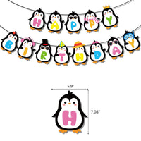 Penguin Theme Party Decoration Kit with Banner, Balloons, and Cake Toppers for Kids' Birthday