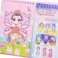 Demon Huntress Girls Group Dress-Up Sticker Book for Kids, Creative Cartoon Puzzle Coil Book