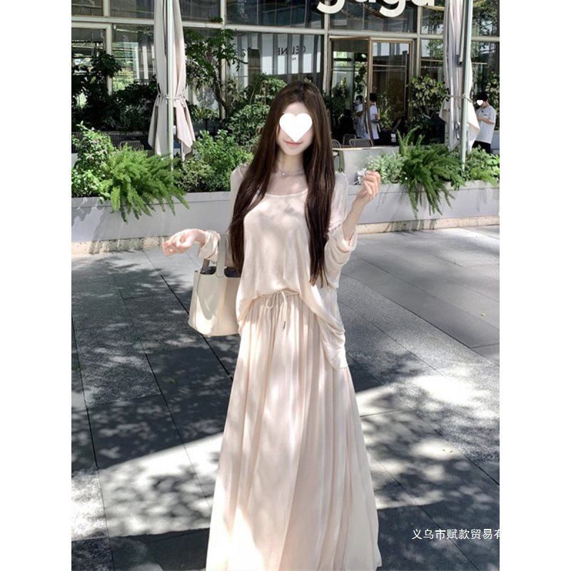 Korean Style Loose Fit Two-Piece Dress Set for Early Autumn