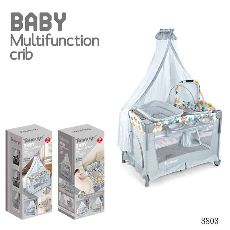 TOIMAYS Foldable Baby Crib with Splicing Function, Multi-functional Portable Newborn Bassinet and Playard