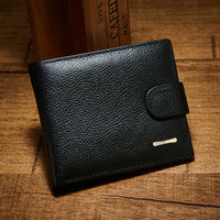 Men's Genuine Leather Bifold Wallet, Slim Business Card Holder with Coin Pocket
