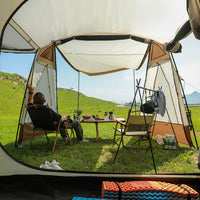 Outdoor 4-5 Person Tunnel Tent Double Layer Waterproof Family Camping Tent with Large Space