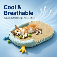 Pet Cooling Mat for Dogs and Cats, Breathable Oval Summer Ice Pad, Non-Slip Pet Bed Liner