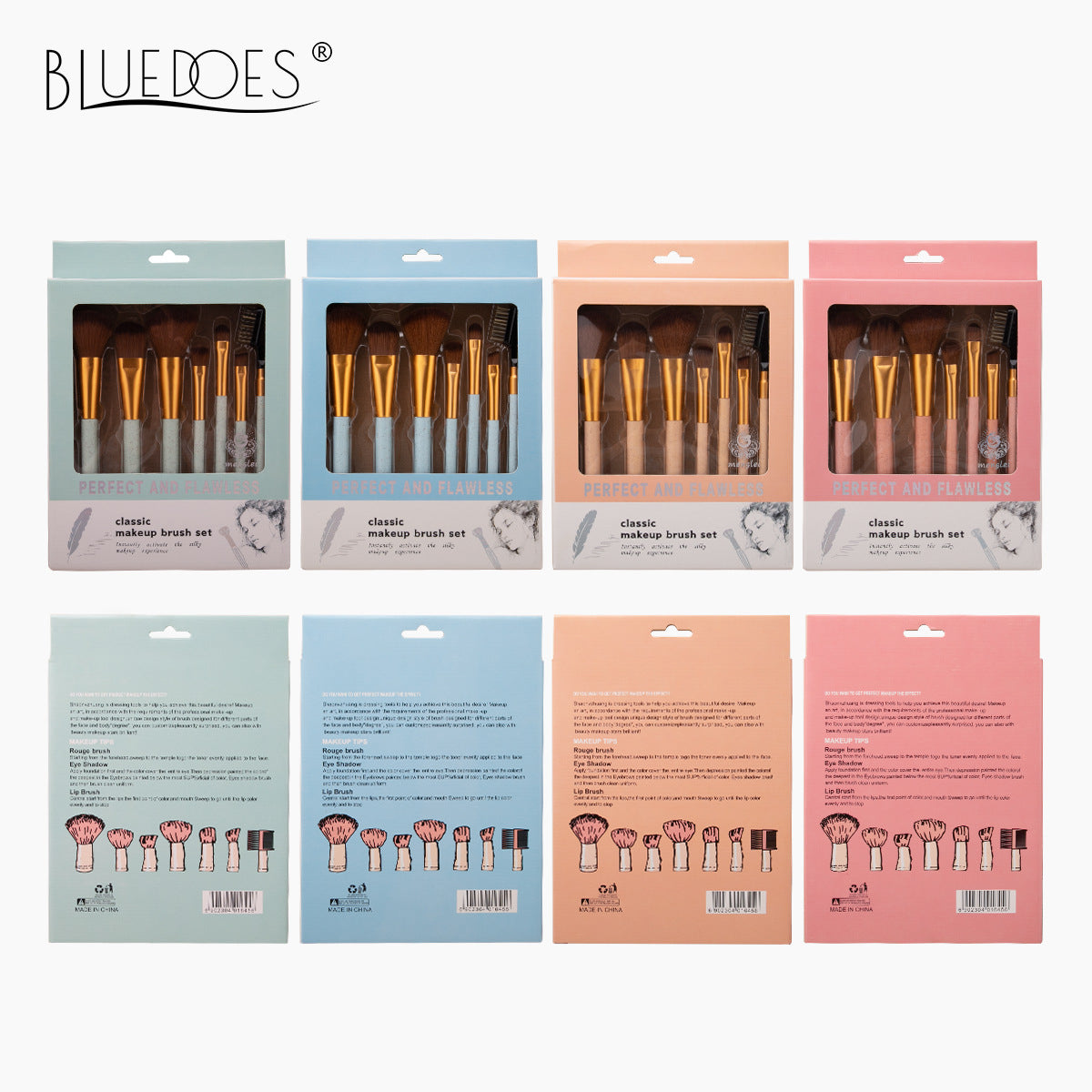 Makeup Brush Set with Soft Bristles and Storage Box - Powder & Eyeshadow Brushes