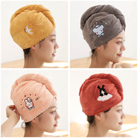 Cute Absorbent Quick-Dry Hair Towel for Women, Thickened Hair Drying Cap
