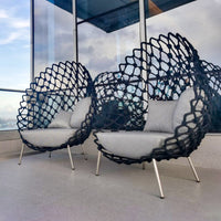 Outdoor Balcony Rattan Lounge Chair Single Person Net Red Lazy Bird's Nest Recliner Woven Tea Table for Homestay Hotel Garden Villa