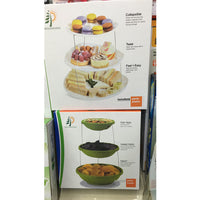 3-Tier Foldable Rotating Fruit Plate Cake Stand Dessert Tray