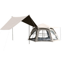 Automatic Pop-Up Camping Tent with Integrated Sunshade, Waterproof and Thickened Hexagonal Design