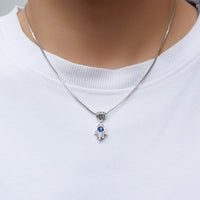 Animal Pendant Box Chain Necklace for Women, Elephant Butterfly Owl Turtle Hollow Blue Eye Charm Collarbone Chain
