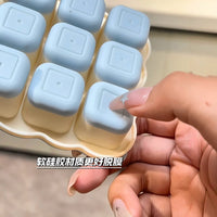 Creative 9-Grid Silicone Ice Cube Tray with Lid, Food-Grade Stackable Ice Box for Home Use, Biscuit Shape Ice Mold