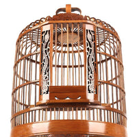 Large Bamboo Bird Cage for Mynah Thrush Birds, Hand-Carved
