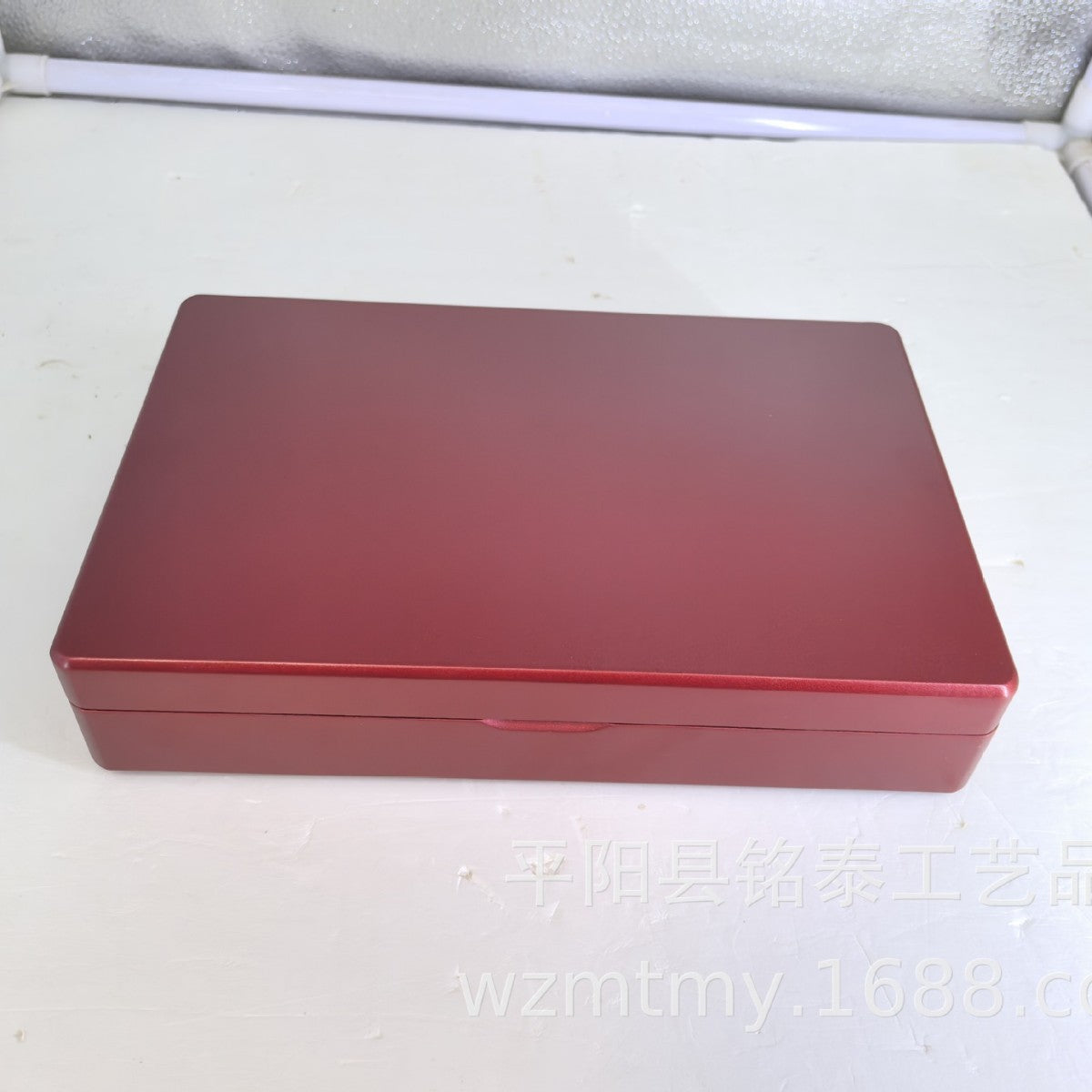 Wooden Display Case for Medals and Jewelry, Matte Red Finish
