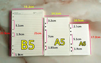 Vintage 6-Hole Loose Leaf Notebook Refill Paper for A5/B5/A6 Planners - Blank, Lined, Kraft, or Dowling Paper