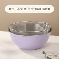 Cream Style Stainless Steel Colander Bowl Set for Kitchen, Mixing, Washing Vegetables, and Salad