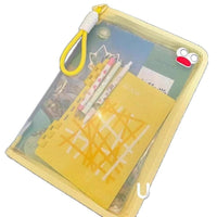 Macaron Transparent A4 Document Bag Large Capacity Zippered Student Handheld Thickened Waterproof Storage Pouch