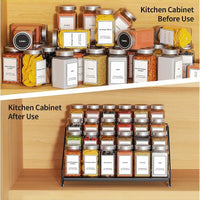 Foldable Multi-layer Spice Rack Kitchen Countertop Seasoning Bottle Storage Organizer Tiered Display Shelf