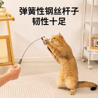 CFA-Grade Long Rod Cat Teaser Wand with Feather Refills, Durable Interactive Cat Toy for Self-Amusement