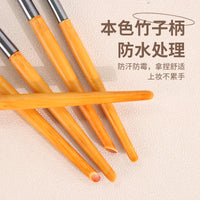 5-Piece Pony Hair Eyeshadow Brush Set with Bamboo Handle and Portable Pouch