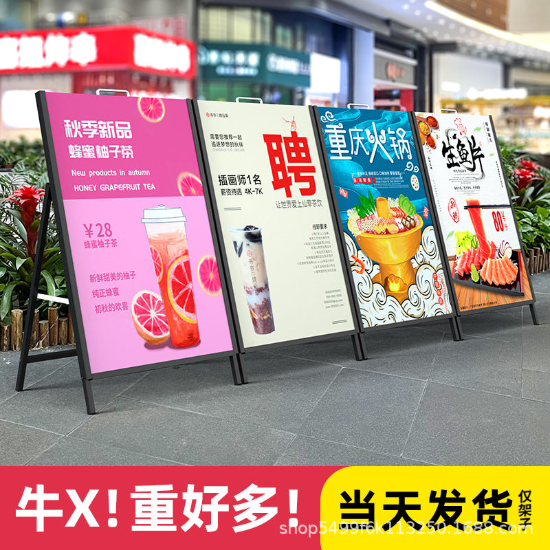 Outdoor A-Frame Sign Holder for Posters and Advertisements, Double-Sided Display Stand