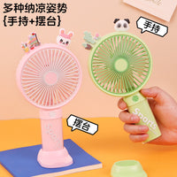 Portable USB Rechargeable Handheld Fan with Phone Stand and LED Light, 3-5 Speed Adjustable for Outdoor Students