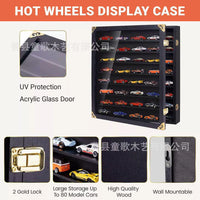 Wooden Toy Car Display Shelf Wall Mounted Acrylic Model Storage Cabinet Multi-layer Detachable