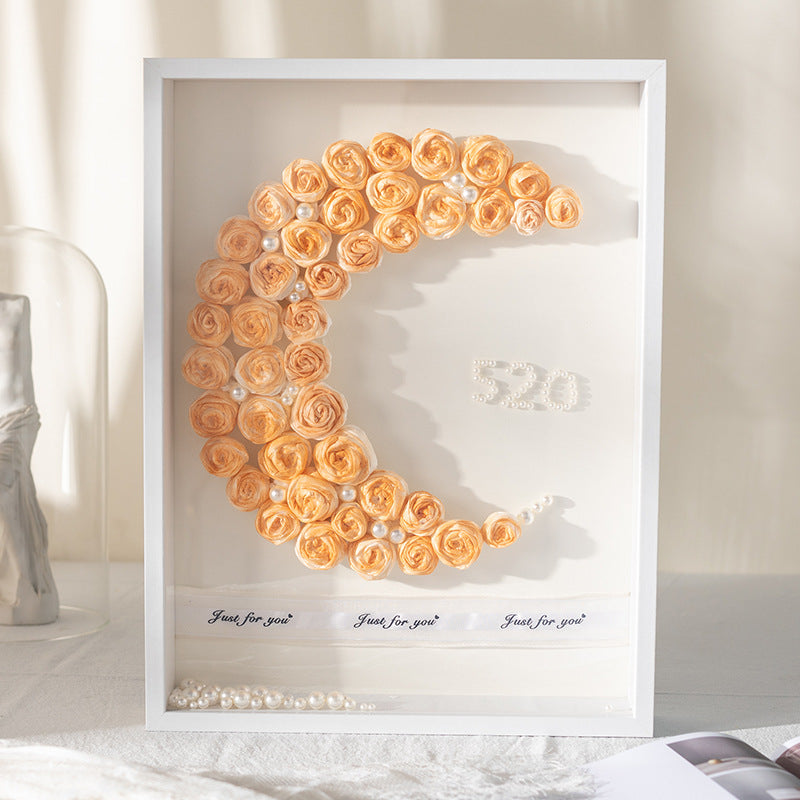 3D Hollow Rose Tissue Paper Flower Display Frame for DIY Crafts and Gifts