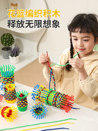 Kids DIY Hand-Woven Flower Basket Craft Kit for Fine Motor Skills Training