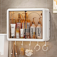 Wall-Mounted Foldable Bathroom Storage Cabinet with Magnetic Dustproof Door for Cosmetics
