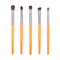 5-Piece Pony Hair Eyeshadow Brush Set with Bamboo Handle and Portable Pouch