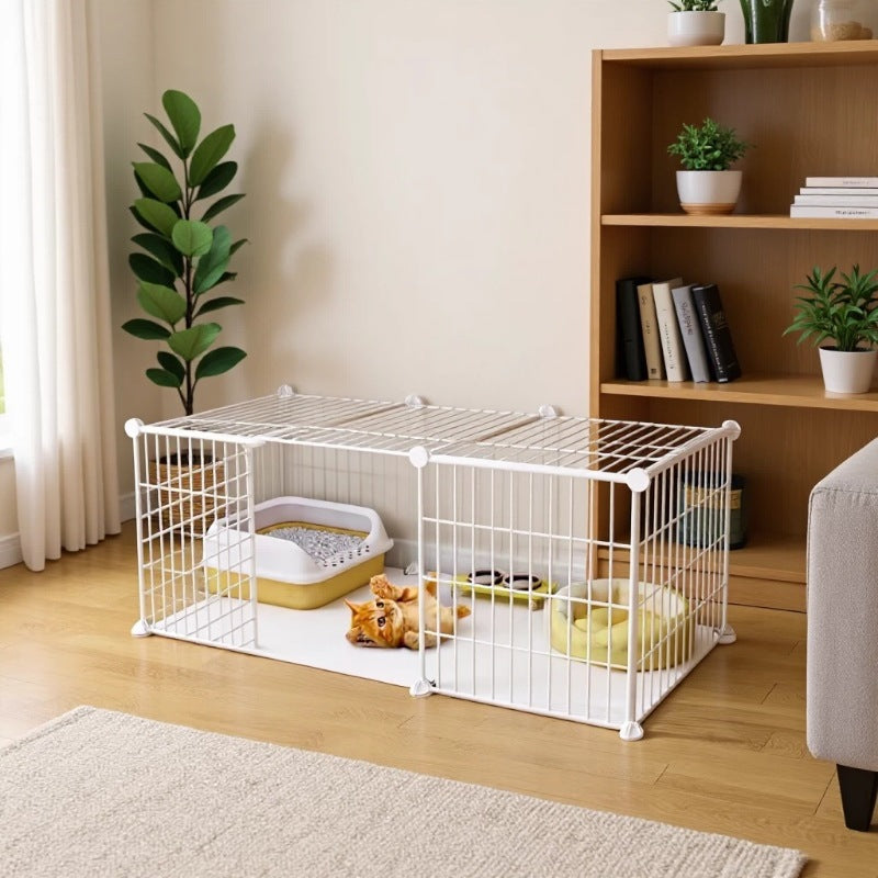 Multi-Tier Cat Cage with Litter Box, Indoor Large Space Cat House for Small Cats