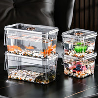 Turtle Habitat Tank with Lid - Clear Plastic Aquarium for Small Reptiles, Fish, and Hermit Crabs