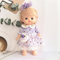 25cm Milou Doll Clothes Set with Heart Dot Dress and Butterfly Bag