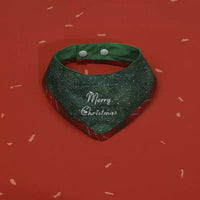 Pet Christmas Elf Hat and Bib Set with Embroidered Scarf for Cats and Dogs