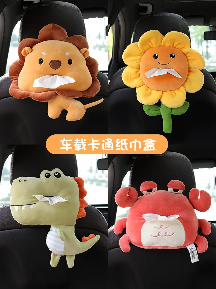Creative Car Tissue Box Cartoon Hanging Type Multi-functional Armrest Sun Visor Tissue Holder