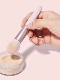 Wanfei 4-Piece Pink Fiber Makeup Brush Set with Wooden Handle for Eyeshadow & Powder