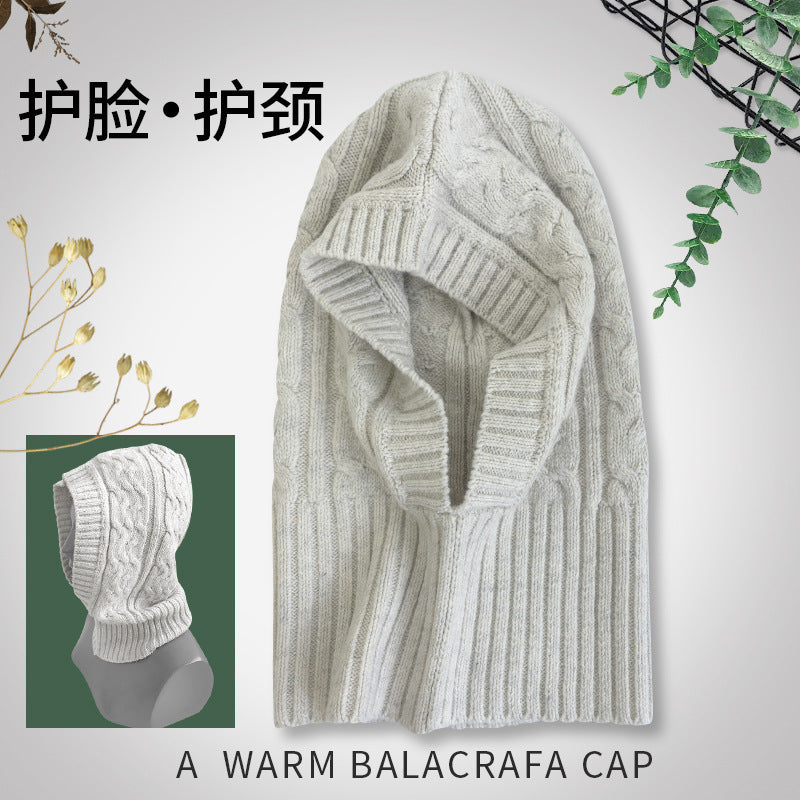 Unisex Balaclava Hooded Scarf Winter Warm Knitted Neck Warmer Multi-purpose