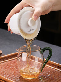 Mutton Fat Jade Porcelain 360° Rotating Gaiwan Tea Bowl with Integrated Filter
