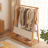 Foldable Garment Rack with Storage Shelf, Freestanding Clothes Hanger for Bedroom, Hat Rack