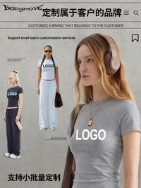Women's Casual Short Sleeve Crop Top and High Waist Straight Leg Pants Set