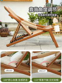 Foldable Rattan Lounge Chair with Side Table for Balcony Garden Patio