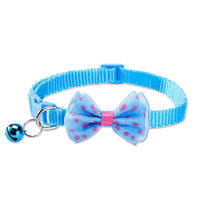 Cat and Dog Collar with Bow Tie and Bell, Adjustable Pet Neckwear with Polka Dot Design