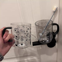 Cute Pet Illustration Mouthwash Cup for Home Dormitory Students, Large Capacity Toothbrush Cup